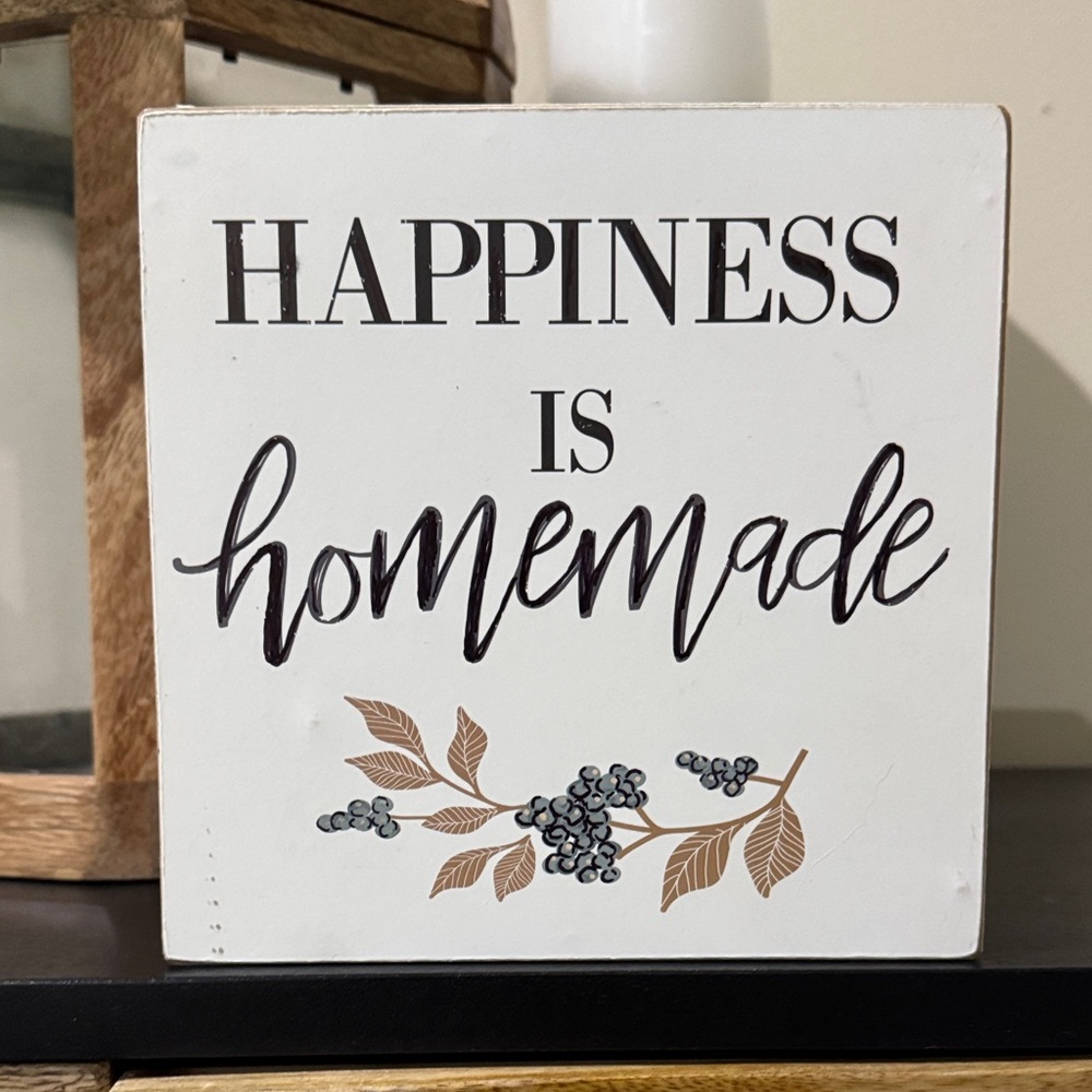 Happiness Is Homemade Decorative Wall Sign - Neutral White